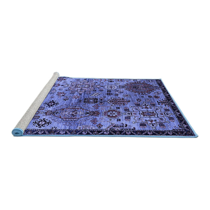 Sideview of Machine Washable Oriental Blue Industrial Rug, wshurb2390blu