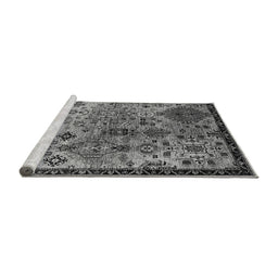 Sideview of Machine Washable Oriental Gray Industrial Rug, wshurb2390gry