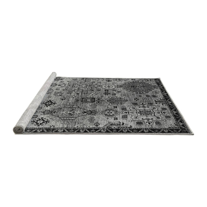 Sideview of Machine Washable Oriental Gray Industrial Rug, wshurb2390gry