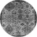 Round Oriental Gray Industrial Rug, urb2390gry