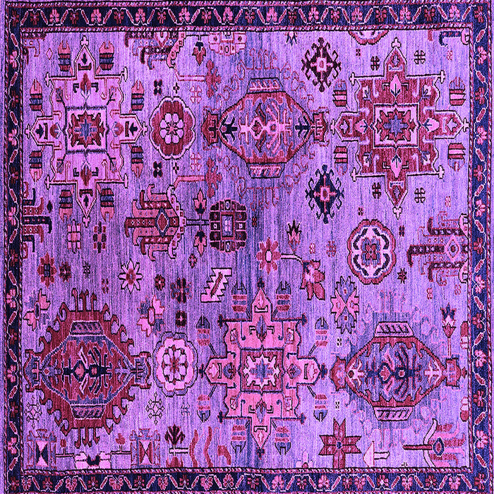 Square Machine Washable Oriental Purple Industrial Area Rugs, wshurb2390pur