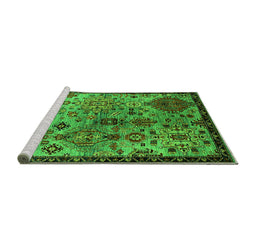 Sideview of Machine Washable Oriental Green Industrial Area Rugs, wshurb2390grn