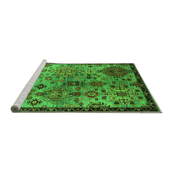 Sideview of Machine Washable Oriental Green Industrial Area Rugs, wshurb2390grn