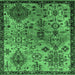 Square Oriental Emerald Green Industrial Rug, urb2390emgrn