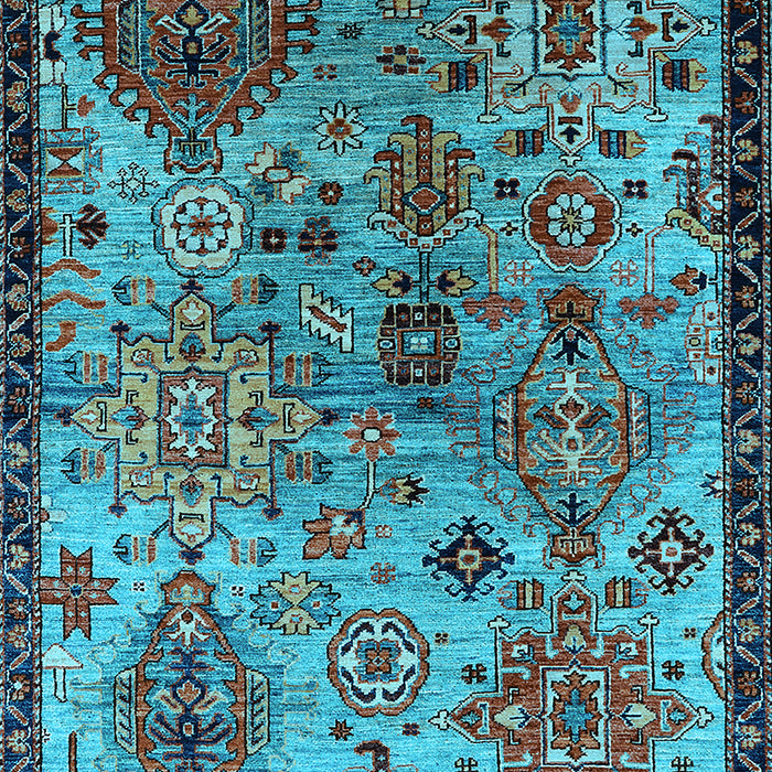Machine Washable Oriental Light Blue Industrial Rug, wshurb2390lblu