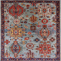 Square Mid-Century Modern Dark Gray Oriental Rug, urb2390