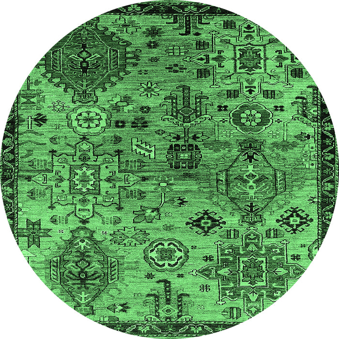 Round Oriental Emerald Green Industrial Rug, urb2390emgrn