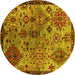 Round Oriental Yellow Industrial Rug, urb2390yw