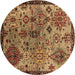 Round Oriental Brown Industrial Rug, urb2390brn