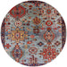 Round Machine Washable Industrial Modern Dark Gray Rug, wshurb2390