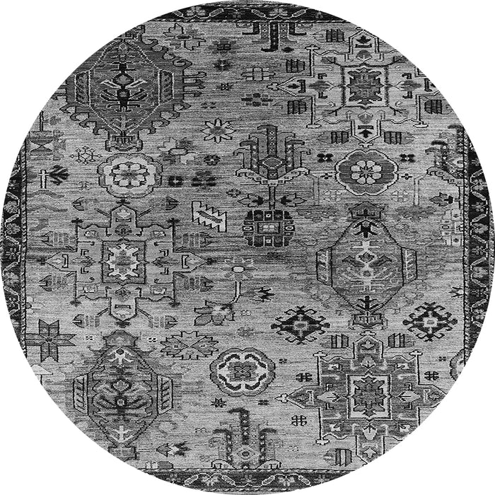 Round Machine Washable Oriental Gray Industrial Rug, wshurb2390gry