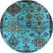 Round Oriental Light Blue Industrial Rug, urb2390lblu