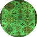 Round Oriental Green Industrial Rug, urb2390grn