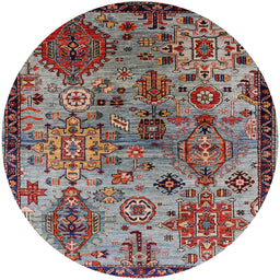 Round Mid-Century Modern Dark Gray Oriental Rug, urb2390