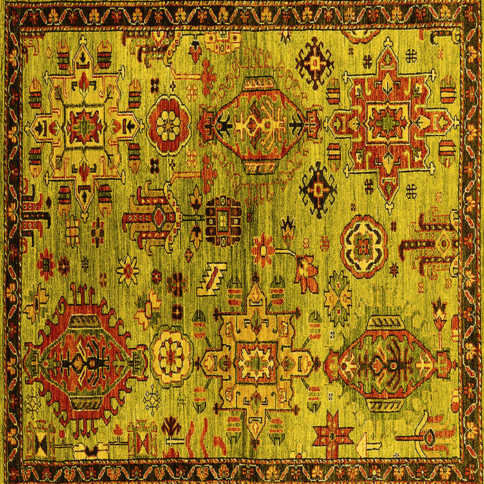 Square Machine Washable Oriental Yellow Industrial Rug, wshurb2390yw