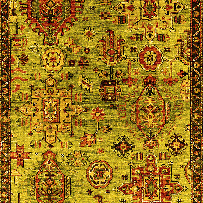 Machine Washable Oriental Yellow Industrial Rug, wshurb2390yw