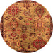 Round Oriental Orange Industrial Rug, urb2390org