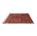 Sideview of Machine Washable Industrial Modern Red Rug, wshurb2391