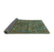 Sideview of Oriental Turquoise Industrial Rug, urb2391turq