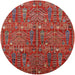 Round Machine Washable Industrial Modern Red Rug, wshurb2391