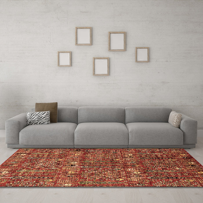 Machine Washable Oriental Brown Industrial Rug in a Living Room,, wshurb2391brn