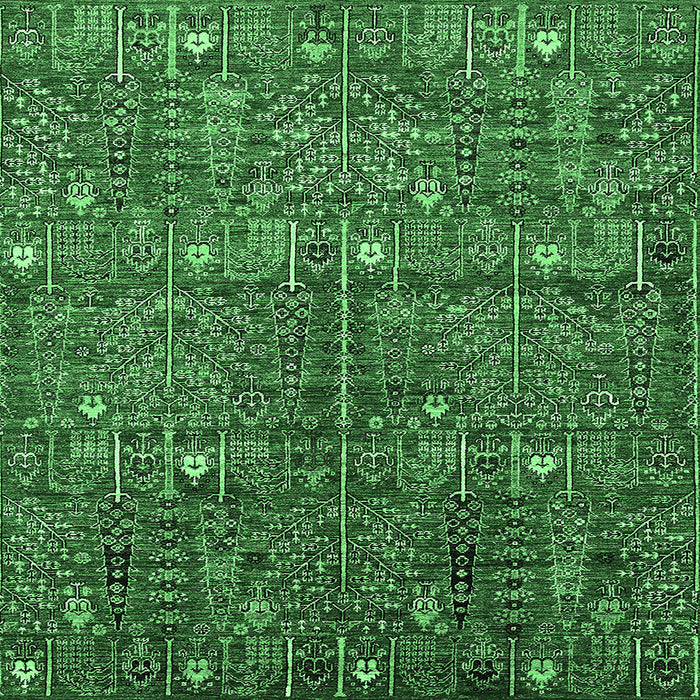 Square Oriental Emerald Green Industrial Rug, urb2391emgrn