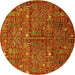 Round Oriental Yellow Industrial Rug, urb2391yw