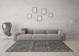 Machine Washable Oriental Light Blue Industrial Rug in a Living Room, wshurb2391lblu