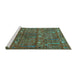 Sideview of Machine Washable Oriental Turquoise Industrial Area Rugs, wshurb2391turq