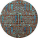 Round Oriental Light Blue Industrial Rug, urb2391lblu