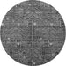 Round Machine Washable Oriental Gray Industrial Rug, wshurb2391gry