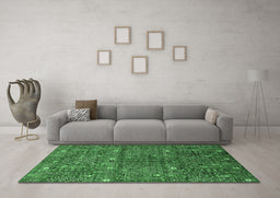 Machine Washable Oriental Emerald Green Industrial Area Rugs in a Living Room,, wshurb2391emgrn