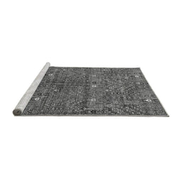 Sideview of Machine Washable Oriental Gray Industrial Rug, wshurb2391gry