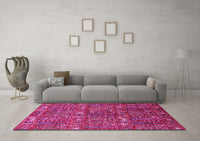 Machine Washable Oriental Pink Industrial Rug, wshurb2391pnk