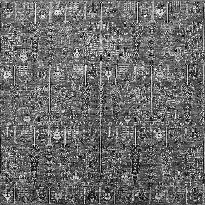 Square Machine Washable Oriental Gray Industrial Rug, wshurb2391gry