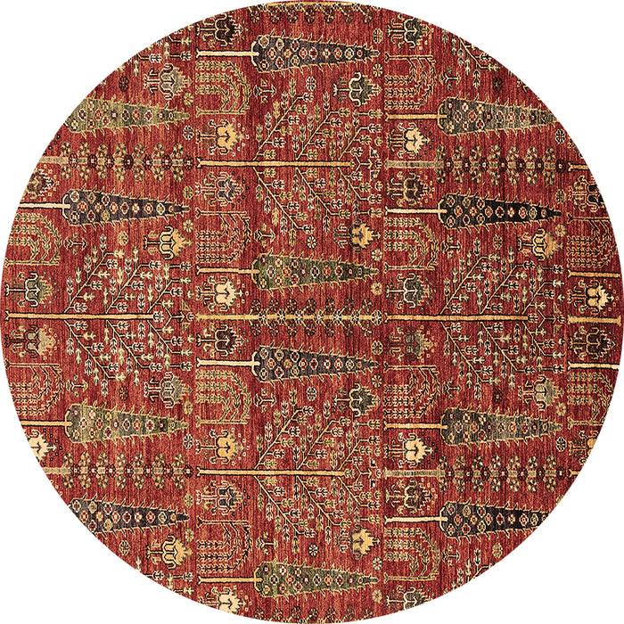 Round Machine Washable Oriental Brown Industrial Rug, wshurb2391brn