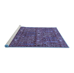 Sideview of Machine Washable Oriental Blue Industrial Rug, wshurb2391blu