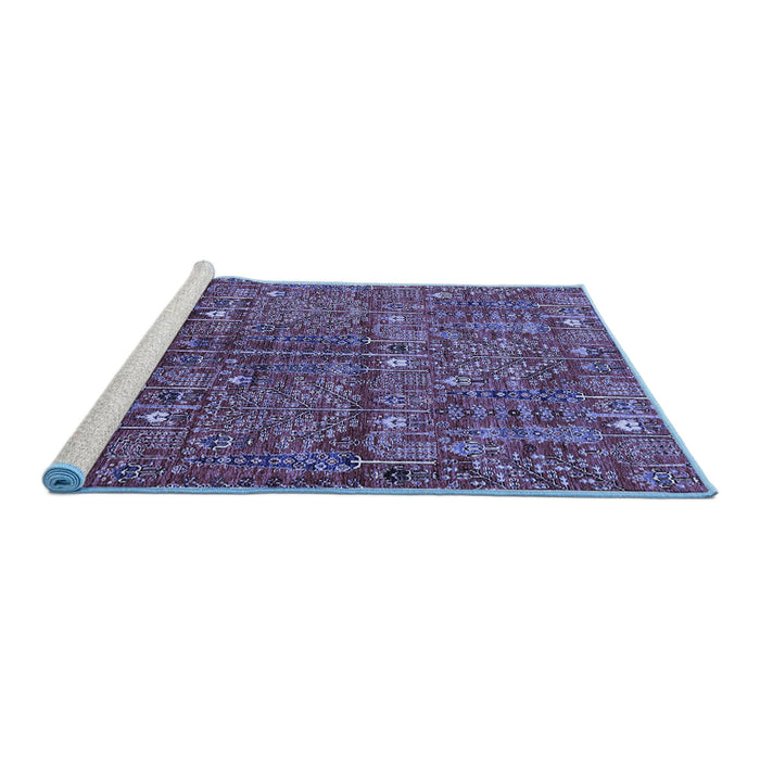 Sideview of Machine Washable Oriental Blue Industrial Rug, wshurb2391blu