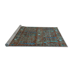 Sideview of Machine Washable Oriental Light Blue Industrial Rug, wshurb2391lblu