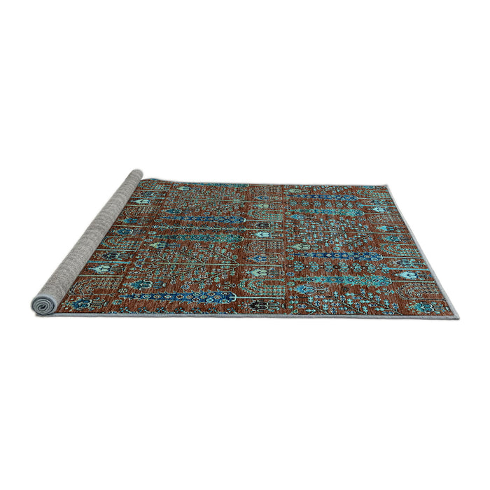 Sideview of Machine Washable Oriental Light Blue Industrial Rug, wshurb2391lblu