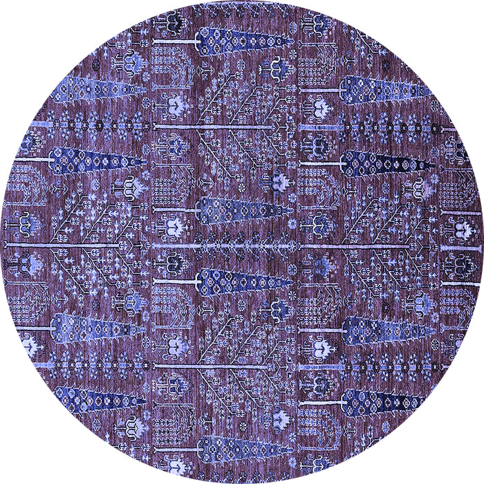 Round Oriental Blue Industrial Rug, urb2391blu
