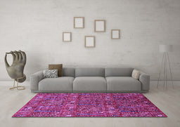 Machine Washable Oriental Purple Industrial Area Rugs in a Living Room, wshurb2391pur