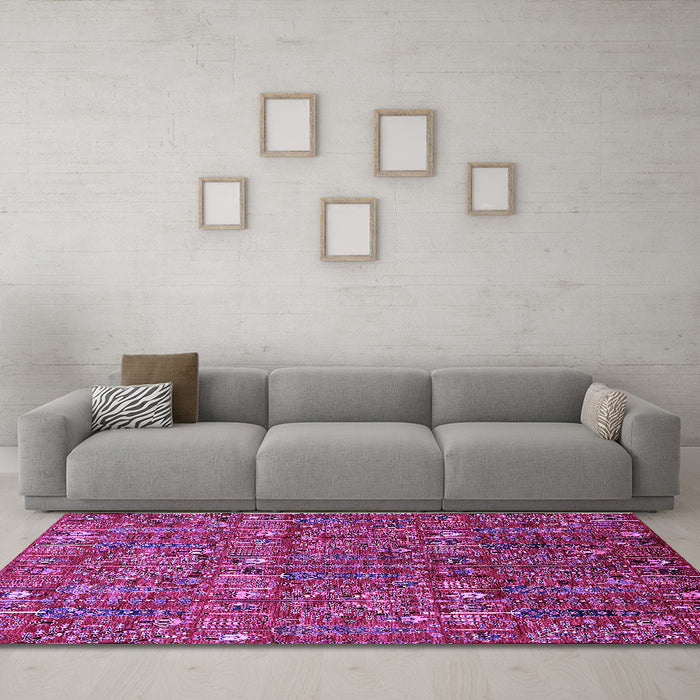 Machine Washable Oriental Purple Industrial Area Rugs in a Living Room, wshurb2391pur