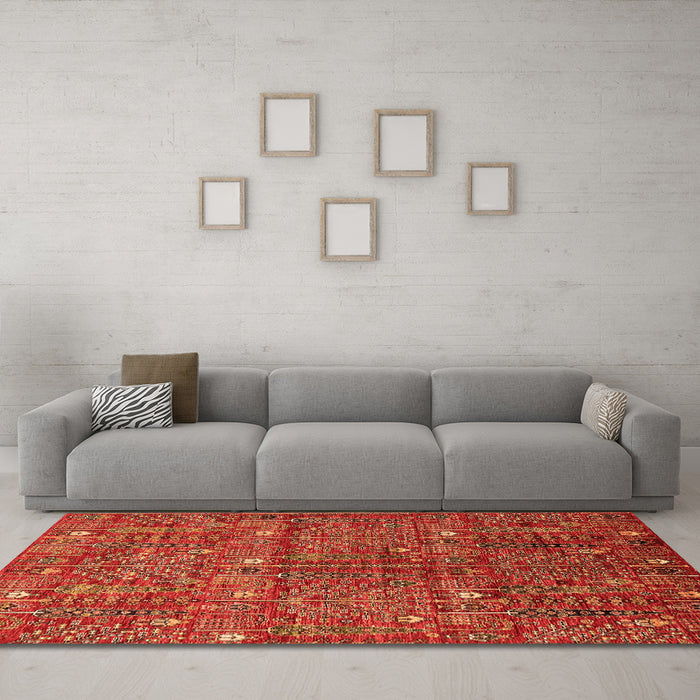 Machine Washable Oriental Orange Industrial Area Rugs in a Living Room, wshurb2391org