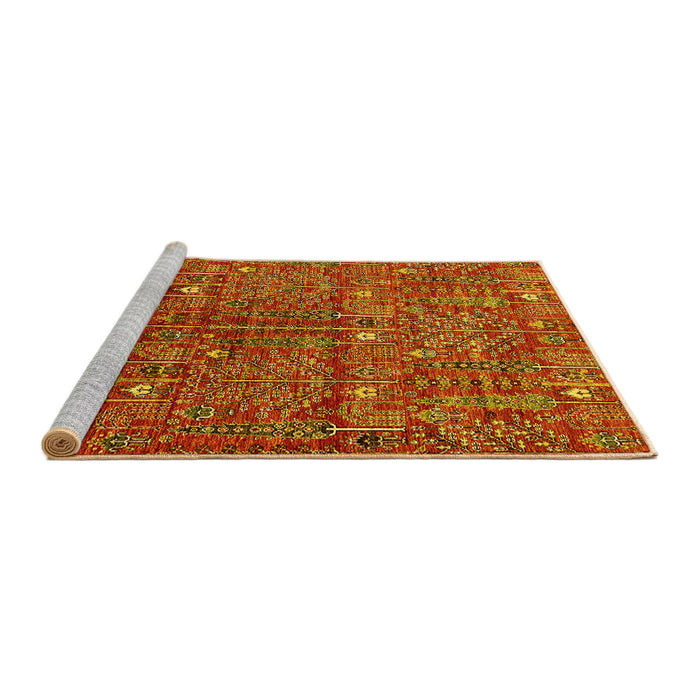 Sideview of Machine Washable Oriental Yellow Industrial Rug, wshurb2391yw