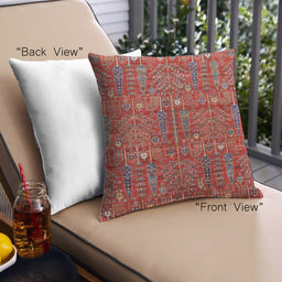 Front View of Mid-Century Modern Urban Square Red Throw Pillow, 18 inch by 18 inch, pwurb2391
