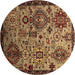 Round Oriental Brown Industrial Rug, urb2392brn