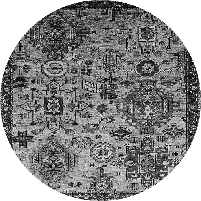 Round Oriental Gray Industrial Rug, urb2392gry