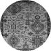 Round Oriental Gray Industrial Rug, urb2392gry