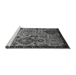 Sideview of Machine Washable Oriental Gray Industrial Rug, wshurb2392gry